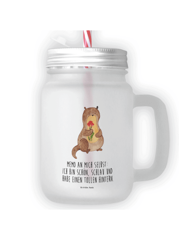 Mr. & Mrs. Panda Blümchentailglas Otter Blumenstrauß mit Spruch in Transparent