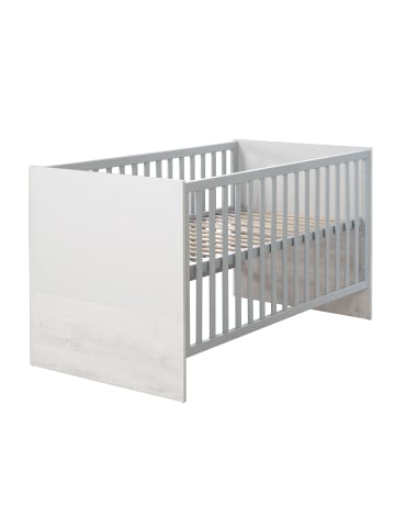 roba Babyzimmer Set Maren 2 Lichtgrau/Weiß mit Bett & Wickelkommode