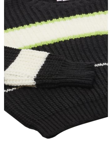myMo Damen Pullover in SCHWARZ WOLLWEISS LIMETTE