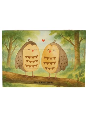 Mr. & Mrs. Panda Holzkiste Eulen Liebe Design ohne Spruch in Weiß