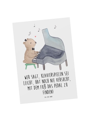 Mr. & Mrs. Panda Postkarte Klavier Herausforderung mit Spruch in Weiß