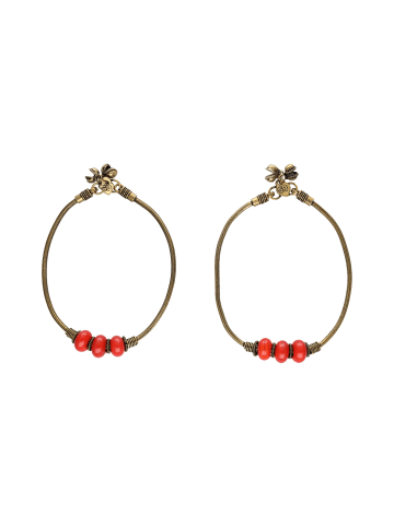 IZIA Damen Perlenkette in Rot Gold Mehrfarbig