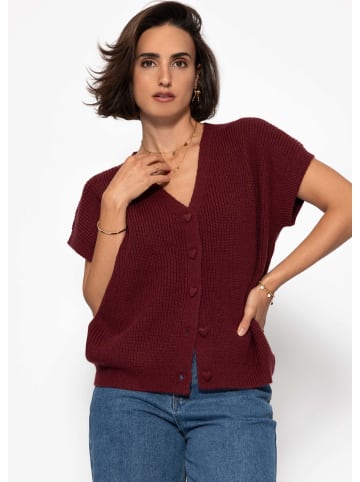 SASSYCLASSY Strickweste mit Herzknöpfen in Burgundy