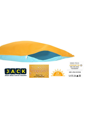 JACK 2er Set Outdoor Wende Kissenhülle 45x45cm in Gold/Hellblau