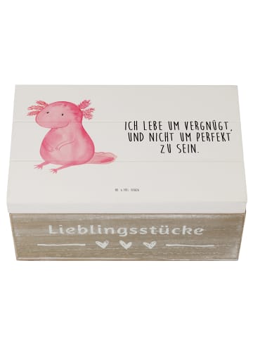 Mr. & Mrs. Panda Holzkiste Axolotl null mit Spruch in Weiß