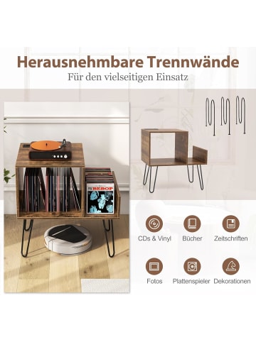 COSTWAY Beistelltisch mit Ladestation in Braun