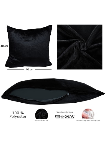 JACK 2er Set Teddy Flausch Kissen 40x40cm in Schwarz