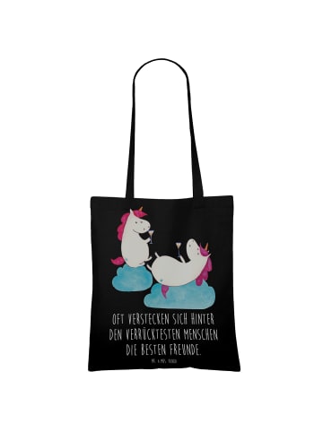 Mr. & Mrs. Panda Tragetasche Einhorn Sekt mit Spruch in Schwarz