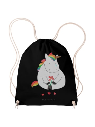 Mr. & Mrs. Panda Sportbeutel Einhorn Traurig ohne Spruch in Schwarz