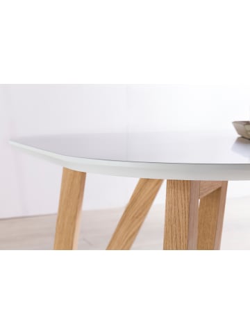 SalesFever Esstisch 180x90 cm Massivholzgestell und matt lackierte Tischplatte in Weiß