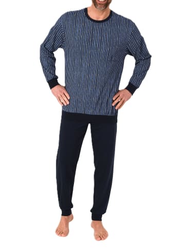 NORMANN Langarm Schlafanzug Pyjama Bündchen 125 101 90 554 in marine