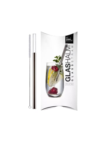 Eisch Glas-Trinkhalm Gentleman 20 cm in platin