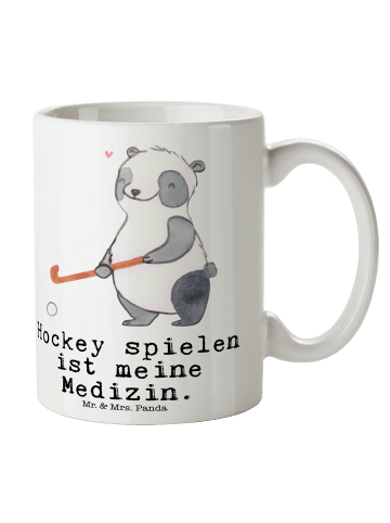 Mr. & Mrs. Panda Tasse Panda Hockey spielen mit Spruch in Weiß