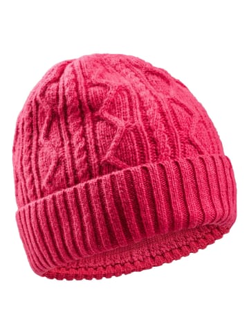 Camel Active Strick-Beanie aus Wolle in magenta