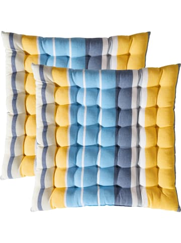 REDBEST Baumwolle, Gewebt Stuhlkissen 2er-Pack in blau-gelb