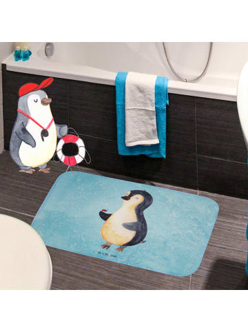 Mr. & Mrs. Panda Badematte Pinguin Marienkäfer ohne Spruch in Eisblau