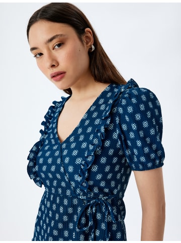 KOTON BLUSE SS in Hellblau gemustert