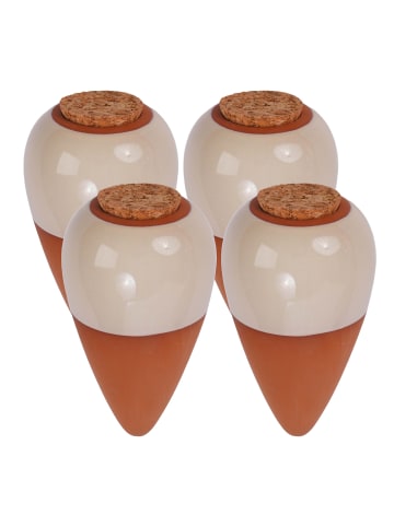 relaxdays 4 x Tonkegel in Terrakotta/ Beige - 350 ml