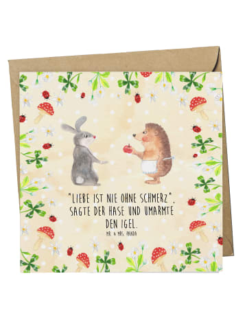 Mr. & Mrs. Panda Geburtskarte Hase Igel mit Spruch in Naturpapier