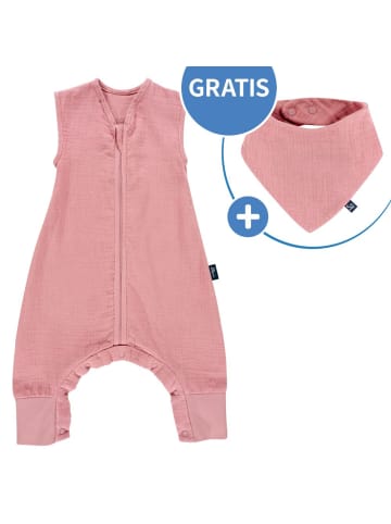 Alvi Sommer-Schlafsack mit Füßen Musselin / Sleep-Overall in rosa