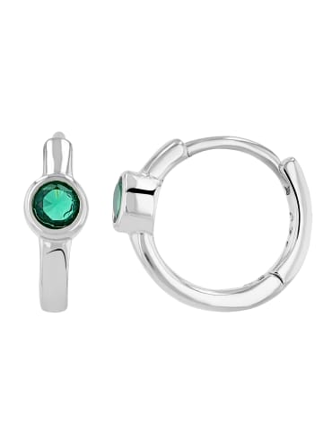 Adeliás Damen Ohrringe – Klappcreole aus 925 Silber mit Zirkonia in silber