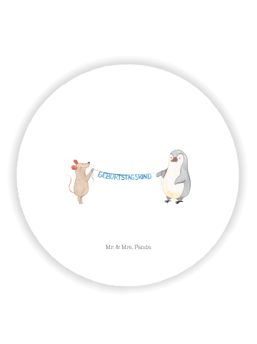 Mr. & Mrs. Panda Rund Magnet Maus Pinguin Geburtstag ohne Spruch in Weiß