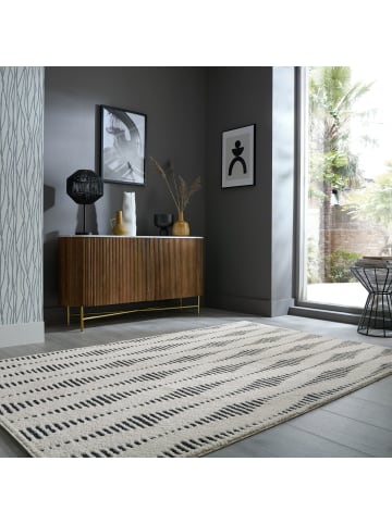KADIMA DESIGN Langflor-Teppich Flauschig COLN Skandinavisch Wohnzimmer Modern in Creme-Schwarz