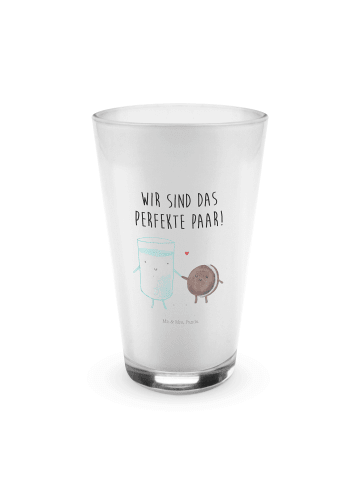 Mr. & Mrs. Panda Latte Macchiato Glas Milch Keks mit Spruch in Transparent