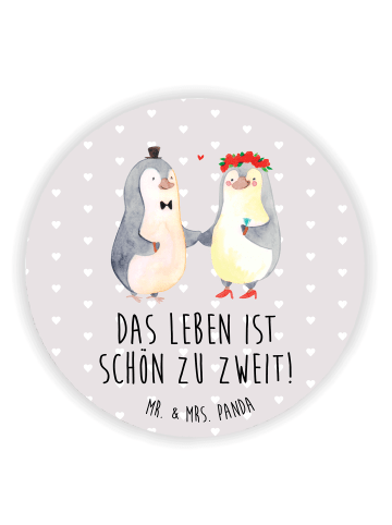 Mr. & Mrs. Panda magnet Pinguin Heirat mit Spruch in Grau Pastell