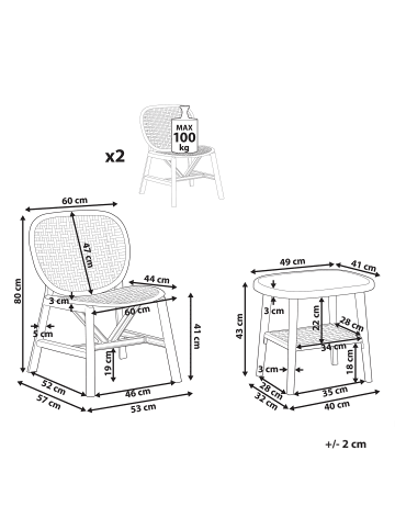 Beliani 3-tlg Bistro Set SICELLE in Weiß