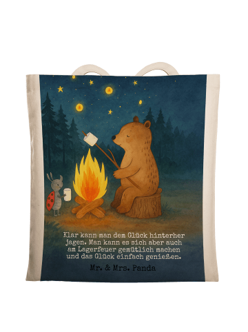 Mr. & Mrs. Panda Tasche Bär & Marienkäfer Lagerfeuer Design mit ... in Weiß