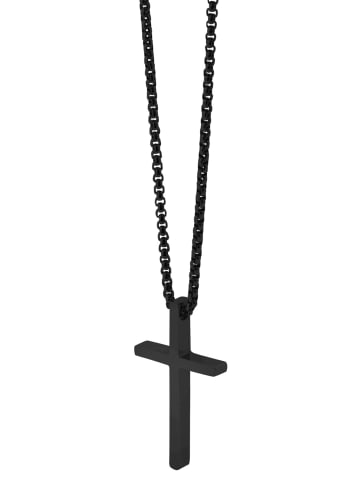 Adeliás Unisex Halskette mit Anhänger – Kreuz aus Edelstahl in schwarz