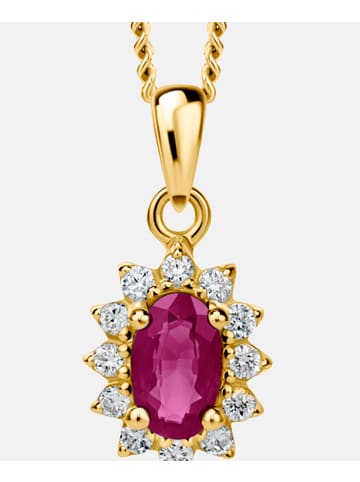 Diamant L'éternel Halskette aus 375 Gelbgold mit 0.31 Karat Diamant mit Rubin