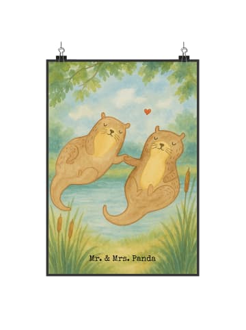 Mr. & Mrs. Panda Poster Otter Hände halten Design ohne Spruch in Weiß
