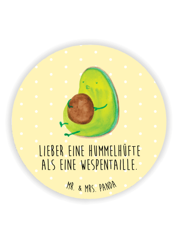 Mr. & Mrs. Panda Rund Magnet Avocado Pfeifen mit Spruch in Gelb Pastell