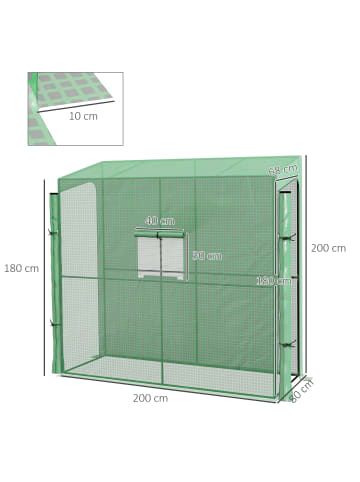 Outsunny Gewächshaus 200L x 80B x 200Hcm Grün