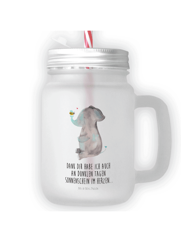 Mr. & Mrs. Panda Trinkglas Elefant Biene mit Spruch in Transparent