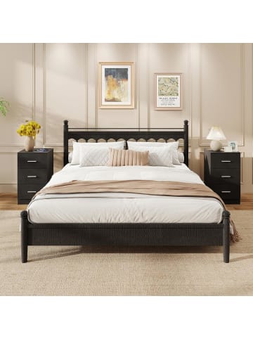 COSTWAY Nachttisch mit Ladestation 38 x 35 x 66 cm in Schwarz