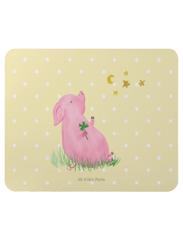 Mr. & Mrs. Panda Mousepad Schwein Glück ohne Spruch in Gelb Pastell