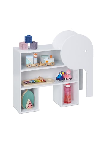 relaxdays Kinderregal "Elefant" in Weiß - (B)64,5 x (H)60,5 x (T)20,5 cm