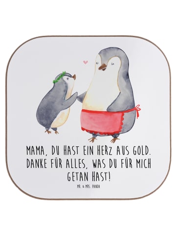 Mr. & Mrs. Panda Untersetzer Glas Mama Herz Gold mit Spruch in Weiß