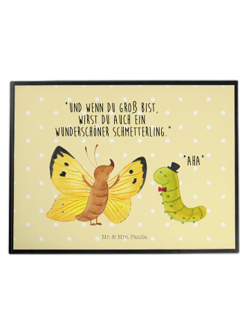 Mr. & Mrs. Panda Schreibunterlage Raupe Schmetterling mit Spruch in Gelb Pastell