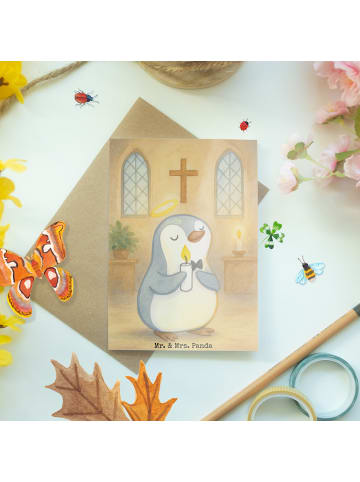 Mr. & Mrs. Panda Glückwunschkarte Pinguin Kommunion Design ohne ... in Weiß