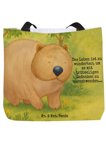 Mr. & Mrs. Panda Shopper Tasche Wombat Design mit Spruch in Weiß