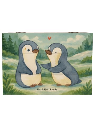 Mr. & Mrs. Panda Aufbewahrungsbox Pinguine trösten Design ohne S... in Weiß
