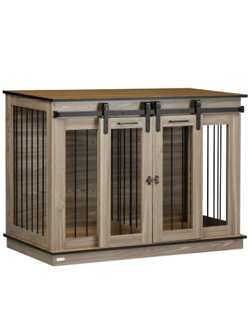 Pawhut Hundekäfig Eiche 120L x 60B x 88,5H cm