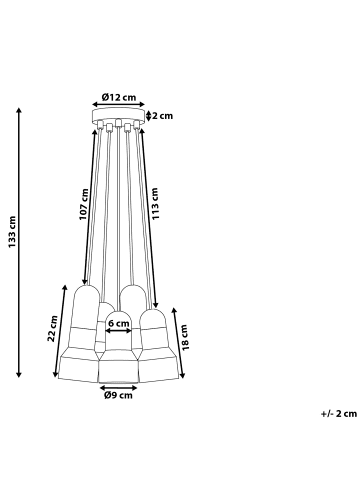 Beliani Pendelleuchten APURE in Grau/Braun - (W) 27 x (H) 133 x (L) 18 cm