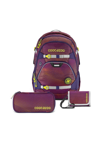 Coocazoo Schulrucksack-Set „Soniclights Purple“, 3-teilig in Lila