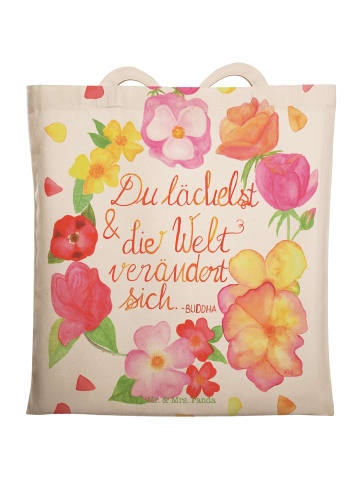 Mr. & Mrs. Panda shopping bag Du Lächelst mit Spruch in Bunt