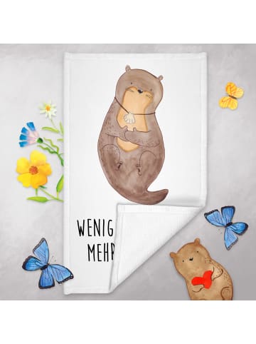 Mr. & Mrs. Panda Gästehandtuch Otter Muschel mit Spruch in Weiß